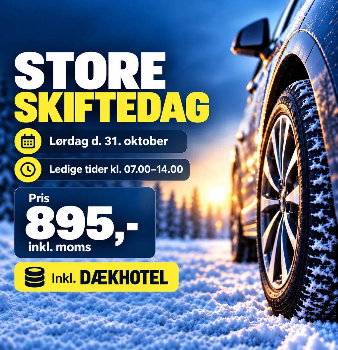 Store skiftedag - Skift til vinterhjul den 31. oktober 2026